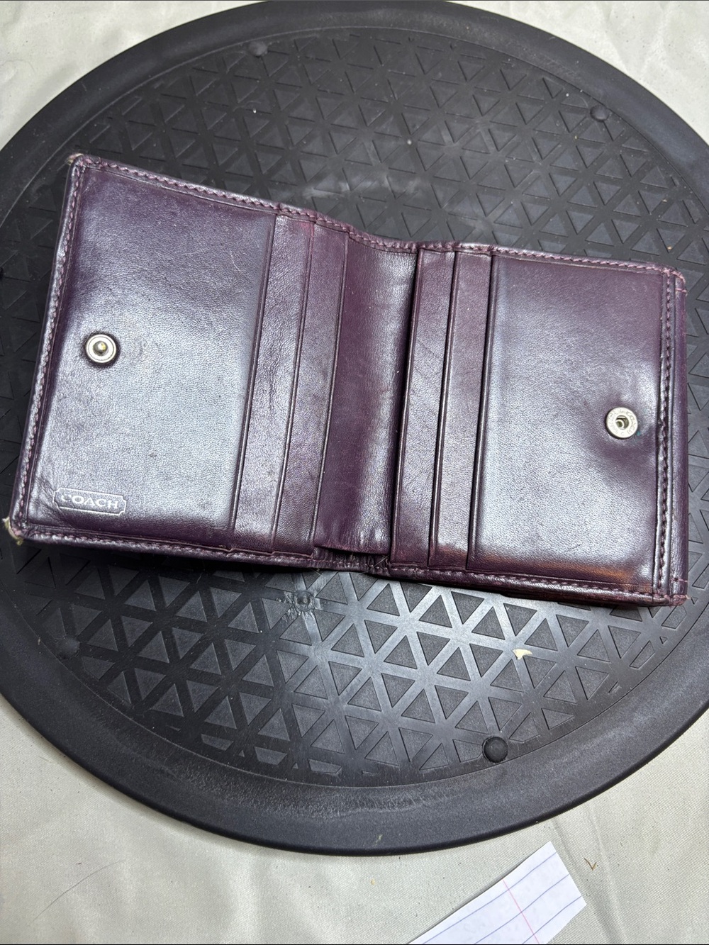 Coach Men’s Trifold Card Holder Wallet in Plum Leather